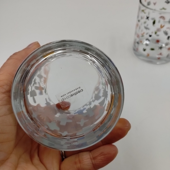 CREATIVE Co-Op Glass Votive Tealight Holder in Katie Vernon, Set of 2 Art Boho - Picture 4 of 9